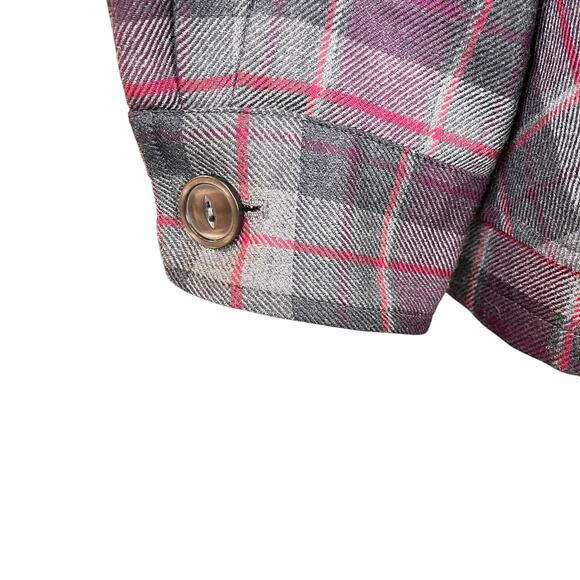Pendleton Plaid Button Front Shirt Jacket Womens Size L Purple Grey special wool - Picture 9 of 12